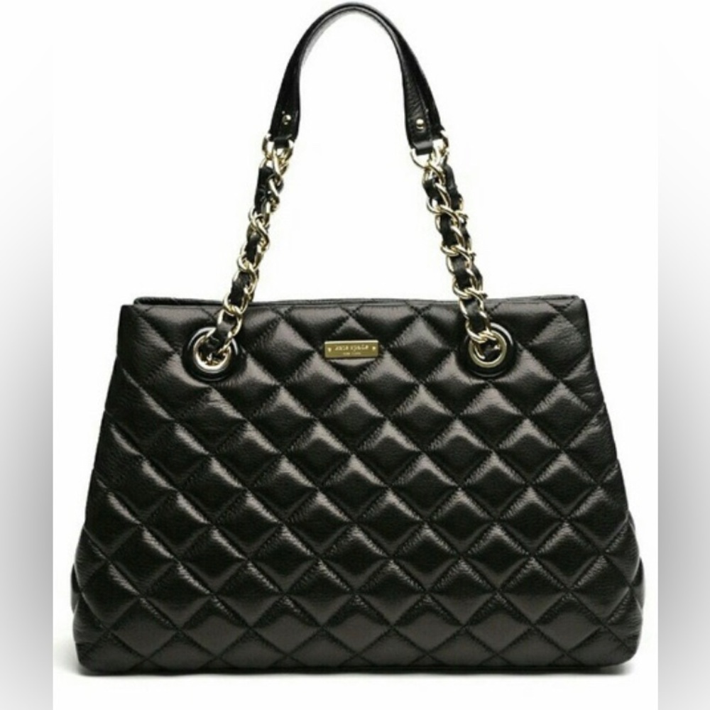 Kate Spade New York Maryanne Black Leather Quilted Double Handle Shoulder Bag